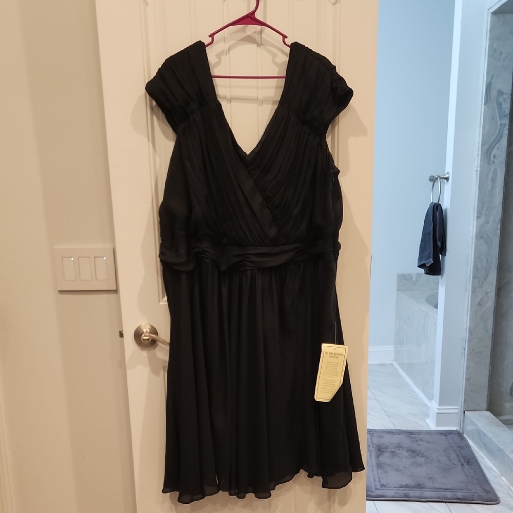 Roaman's Classic Black Midi Dress